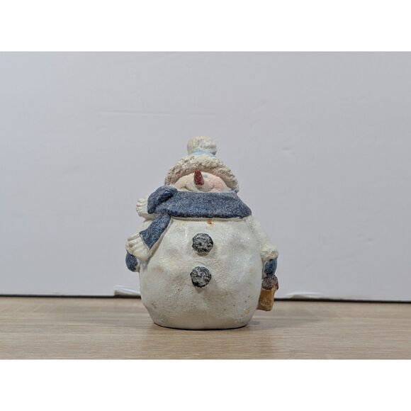 Jack Frost Snowman Figurine  Glittered Winter Decor Vintage Style Holiday Figure - Picture 1 of 3